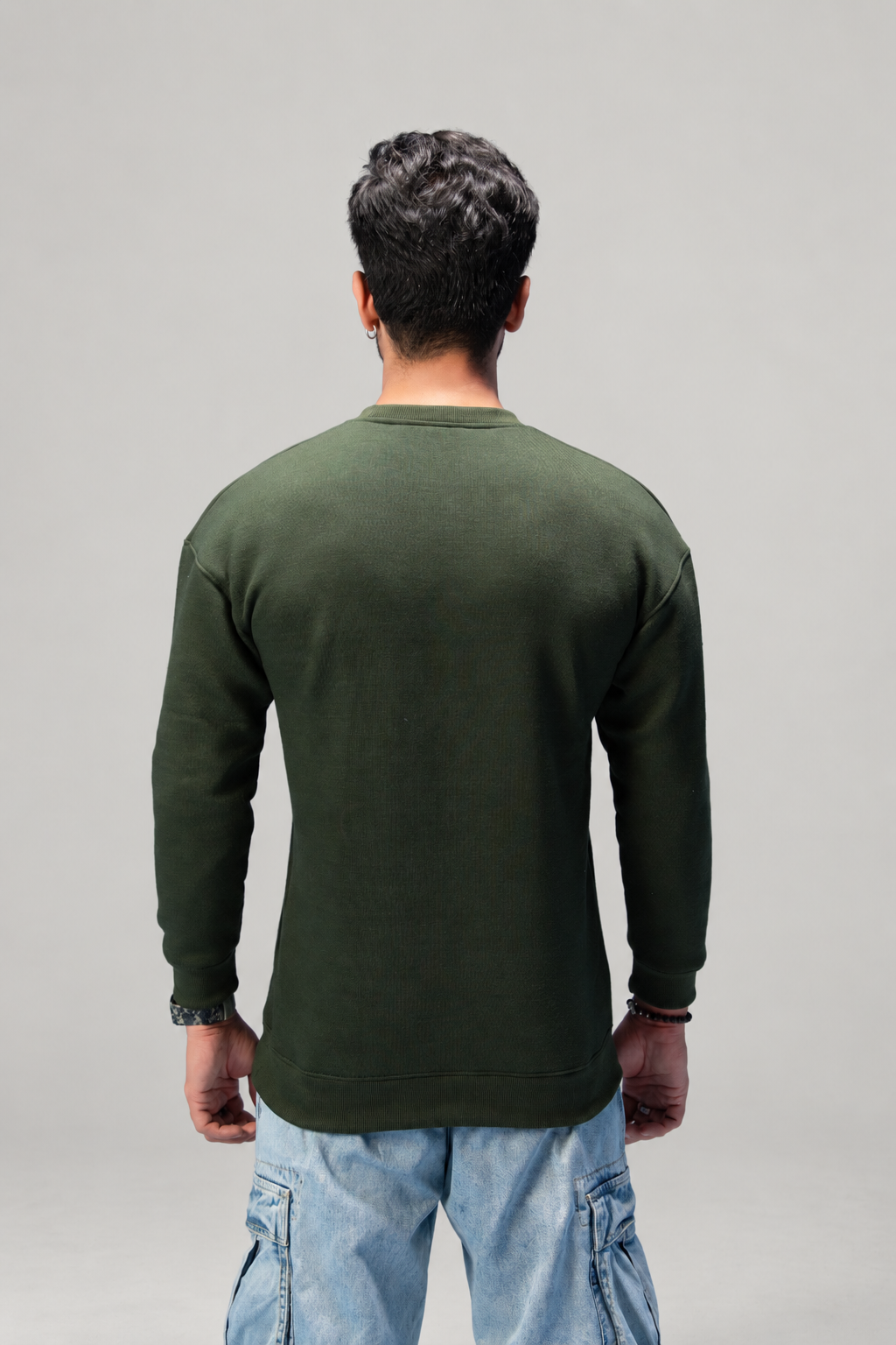 Olive Shoulder Drop Sweatshirt