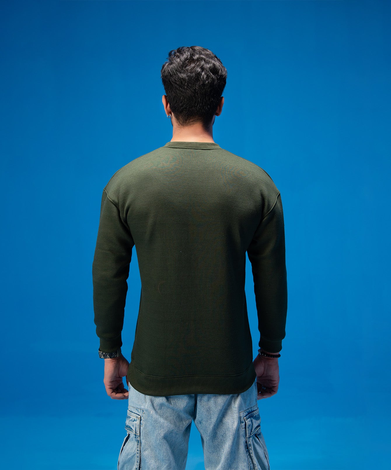 Olive Shoulder Drop Sweatshirt