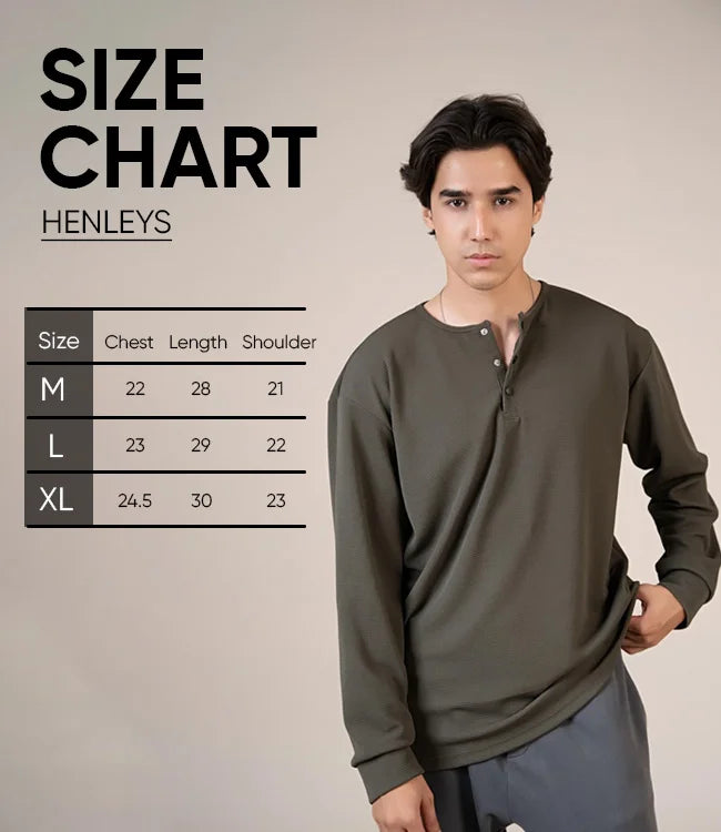 The Obsidian Henley Size Chart