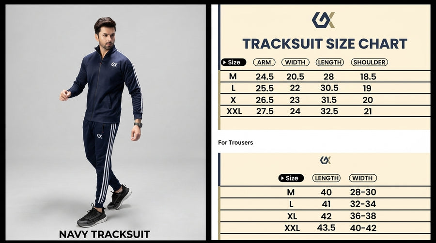 Indigo Signature Tracksuit Size Chart