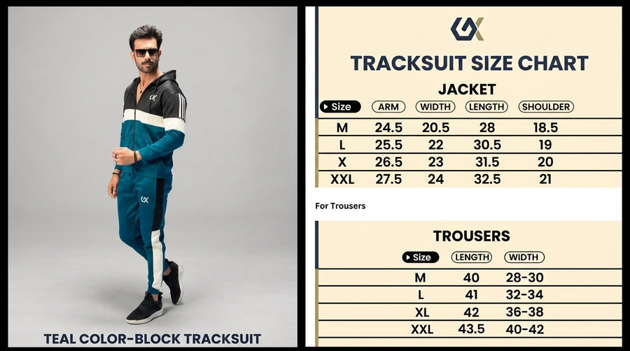 Midnight Active Tracksuit Size Chart