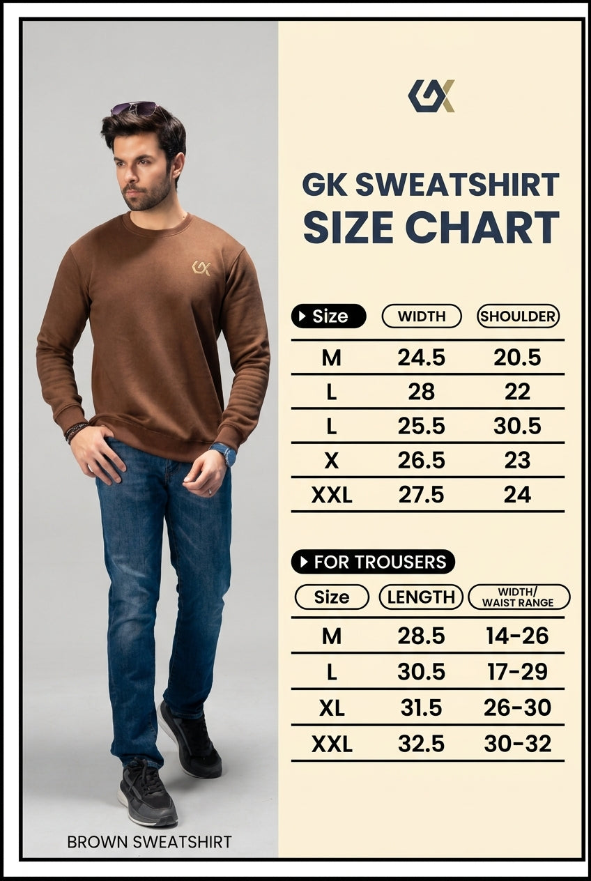 Expresso Regular Fit Sweatshirt Size Chart